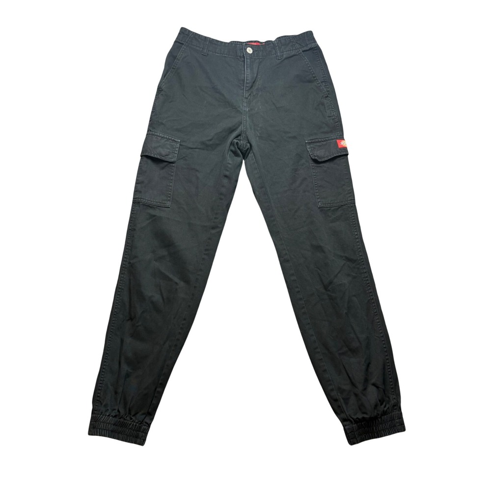 Dickies Cargo Jogger Pants Women Size M Black Cotton Utility Elastic Waist Cuff